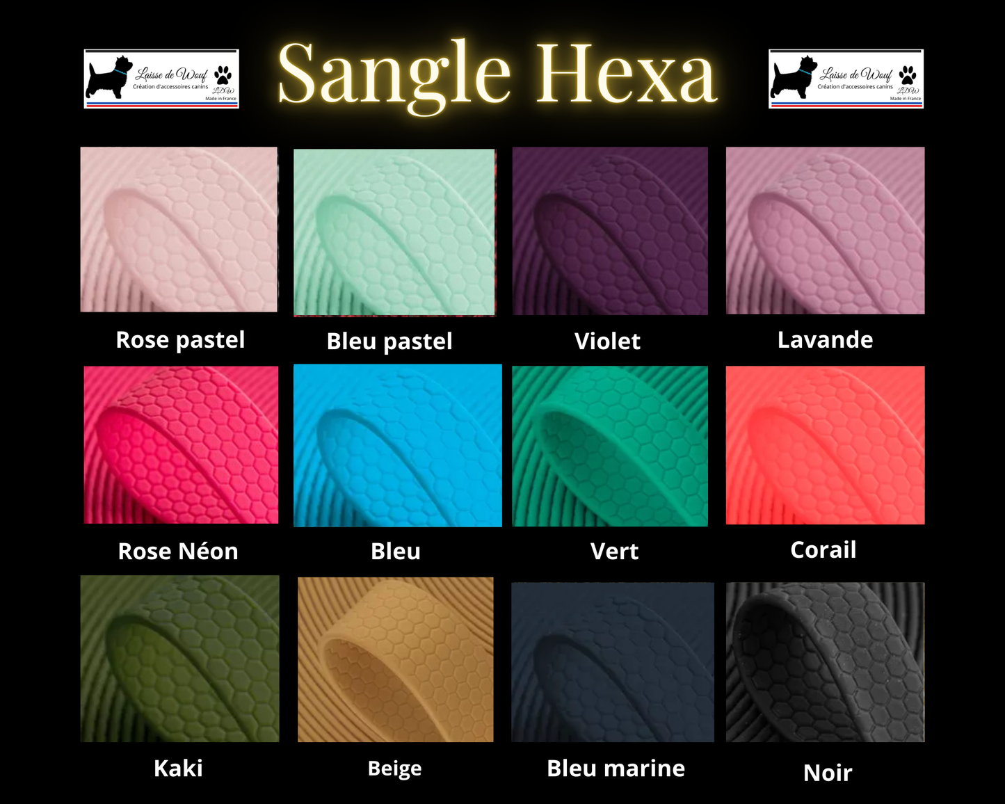 Laisse pour chien Pop Dog "Hexa-Confort" | Hexa 16 mm, 20mm | Laisse de Wouf