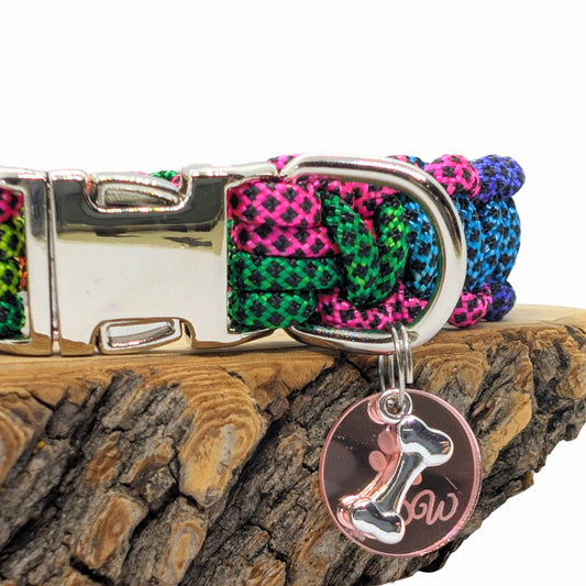 Fluoreszierendes orangefarbenes Paracord-Hundehalsband | Wouf-Leine