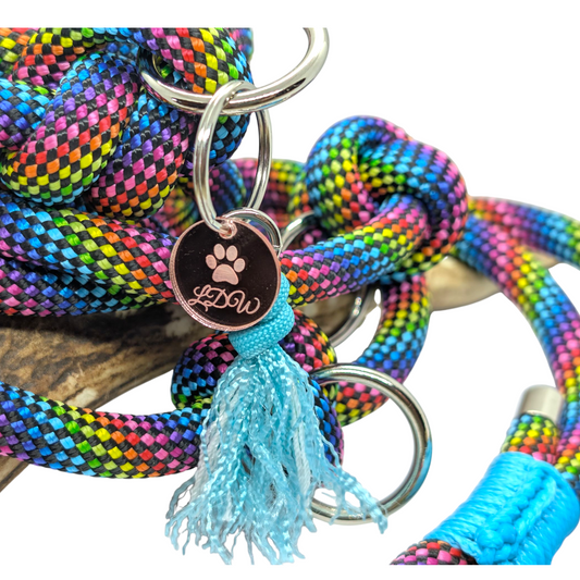 Laisse de wouf | Laisse 3 points ARC-EN-CIEL en paracorde 10mm