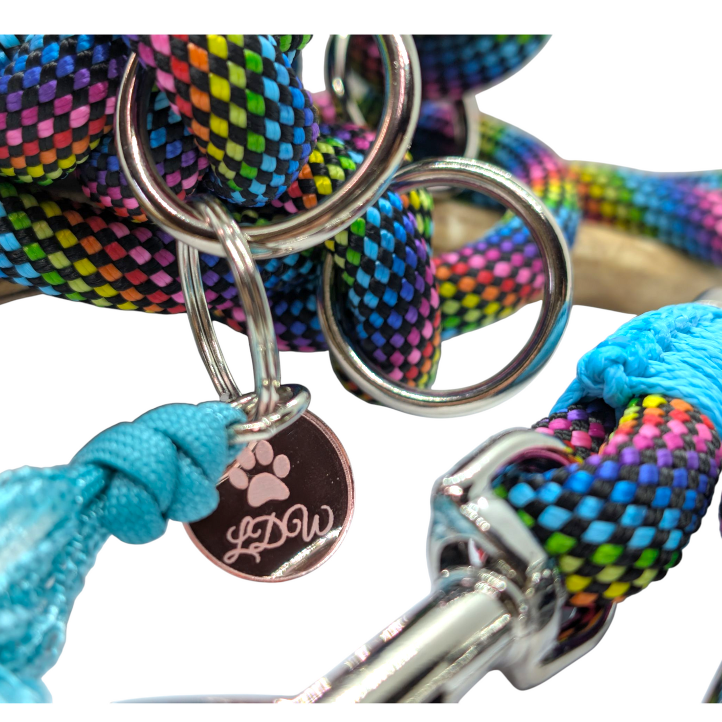 Modèle ARC-EN-CIEL / collier et laisse 3 points