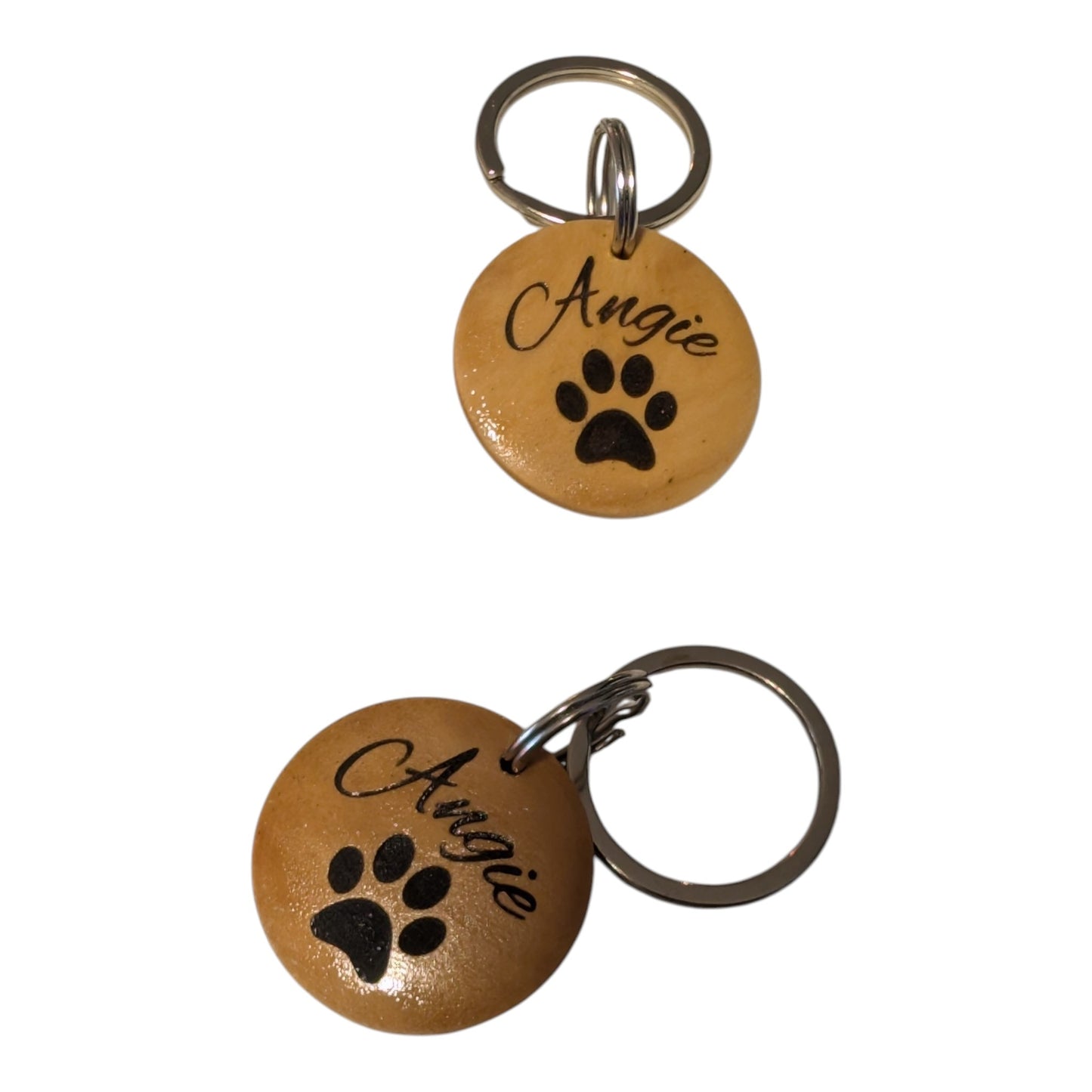Médaille d'identification chien en Bois verni | motif patte