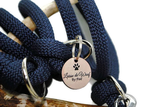 Laisse de wouf | Laisse 3 points Shark Bleu marine / Arc-en-ciel en paracorde 10mm