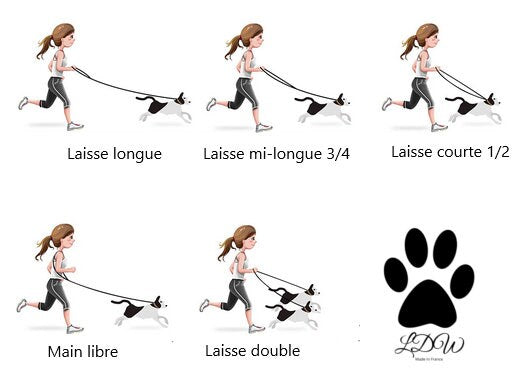 Dog leash | 3-point black paracord leash 10mm