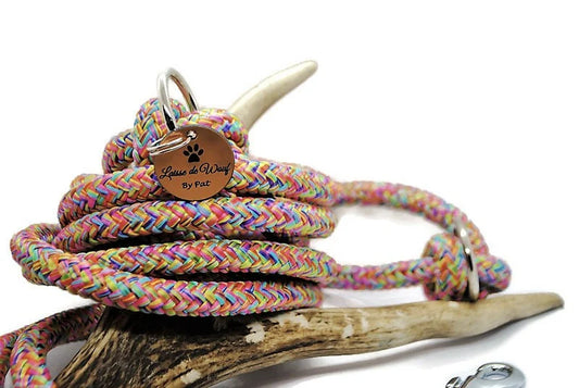 Hundeleine mit Blumenmuster | 3-Punkt-Leine mit 10 mm Seil