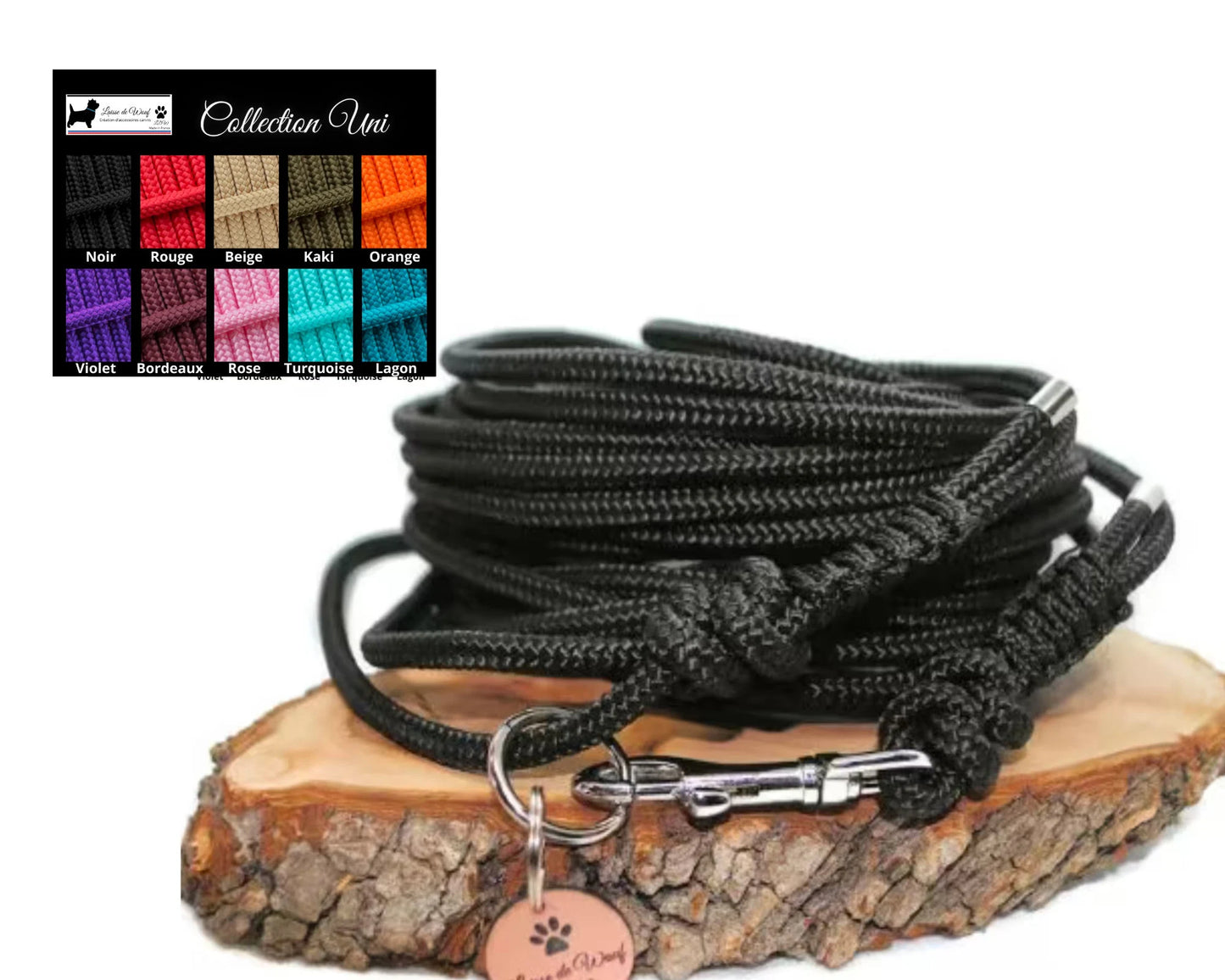 Laisse de wouf - Longe Uni 8mm - Plusieurs longueurs