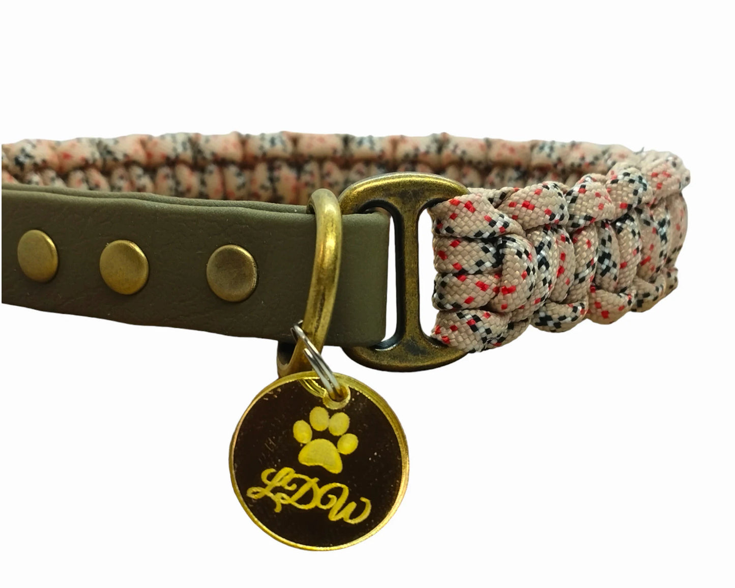 Collie réglable pour chien | Laisse de wouf | Tartan beige largeur 2cm
