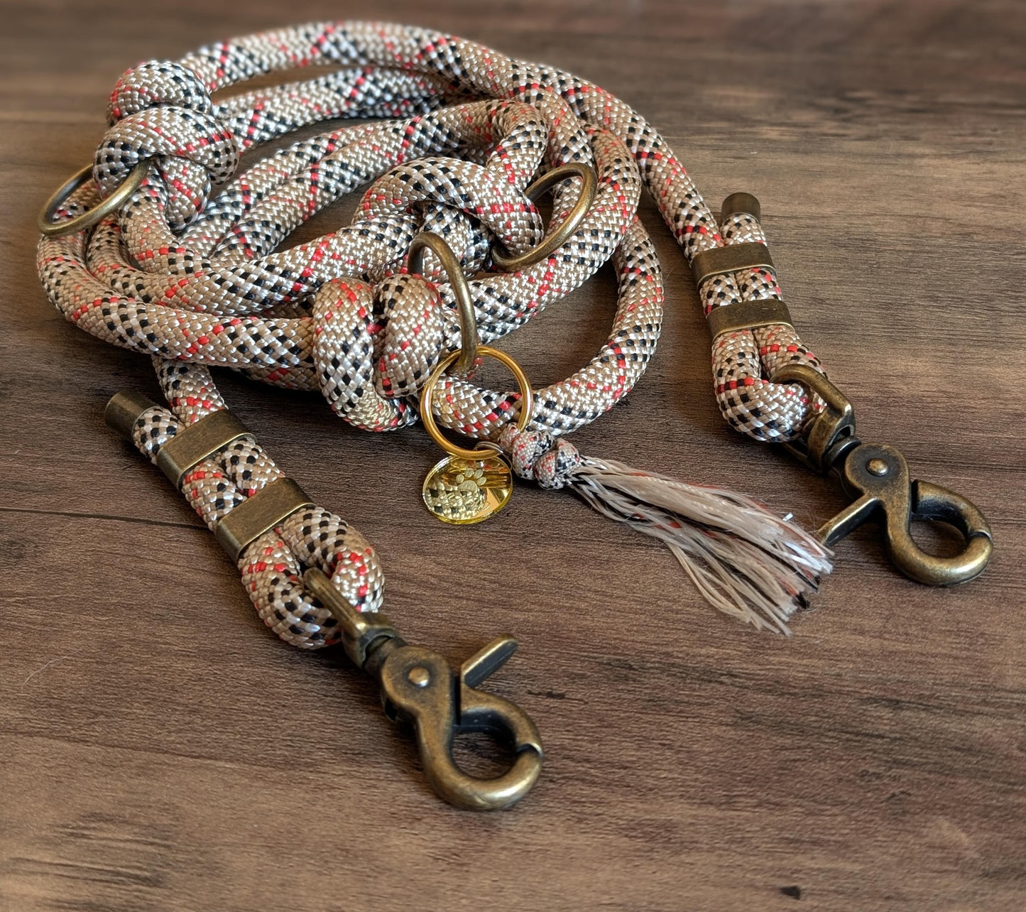 Collie réglable pour chien | Laisse de wouf | Tartan beige largeur 2cm