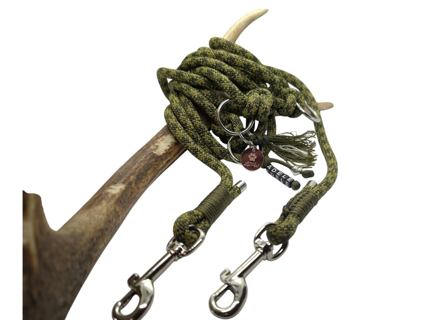 Dog leash | RANGER 3-point leash, khaki camouflage, 8mm paracord