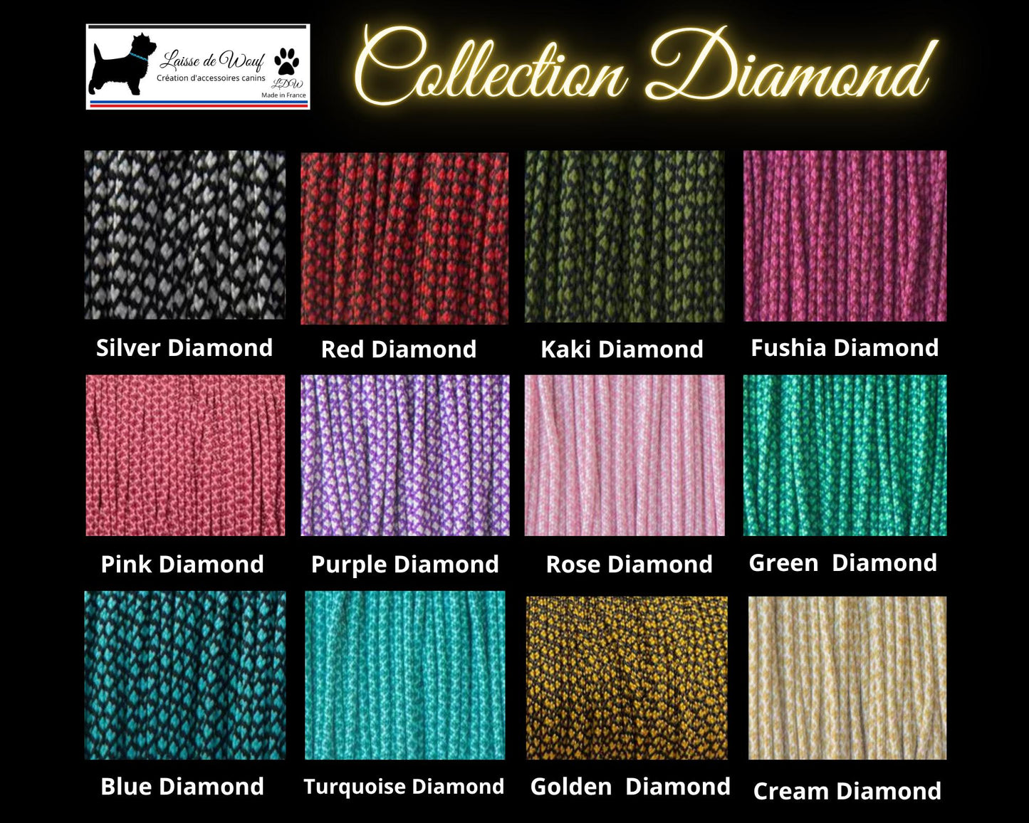 Collier anti-tiques personnalisable en céramique EM | Laissedewouf Diamond