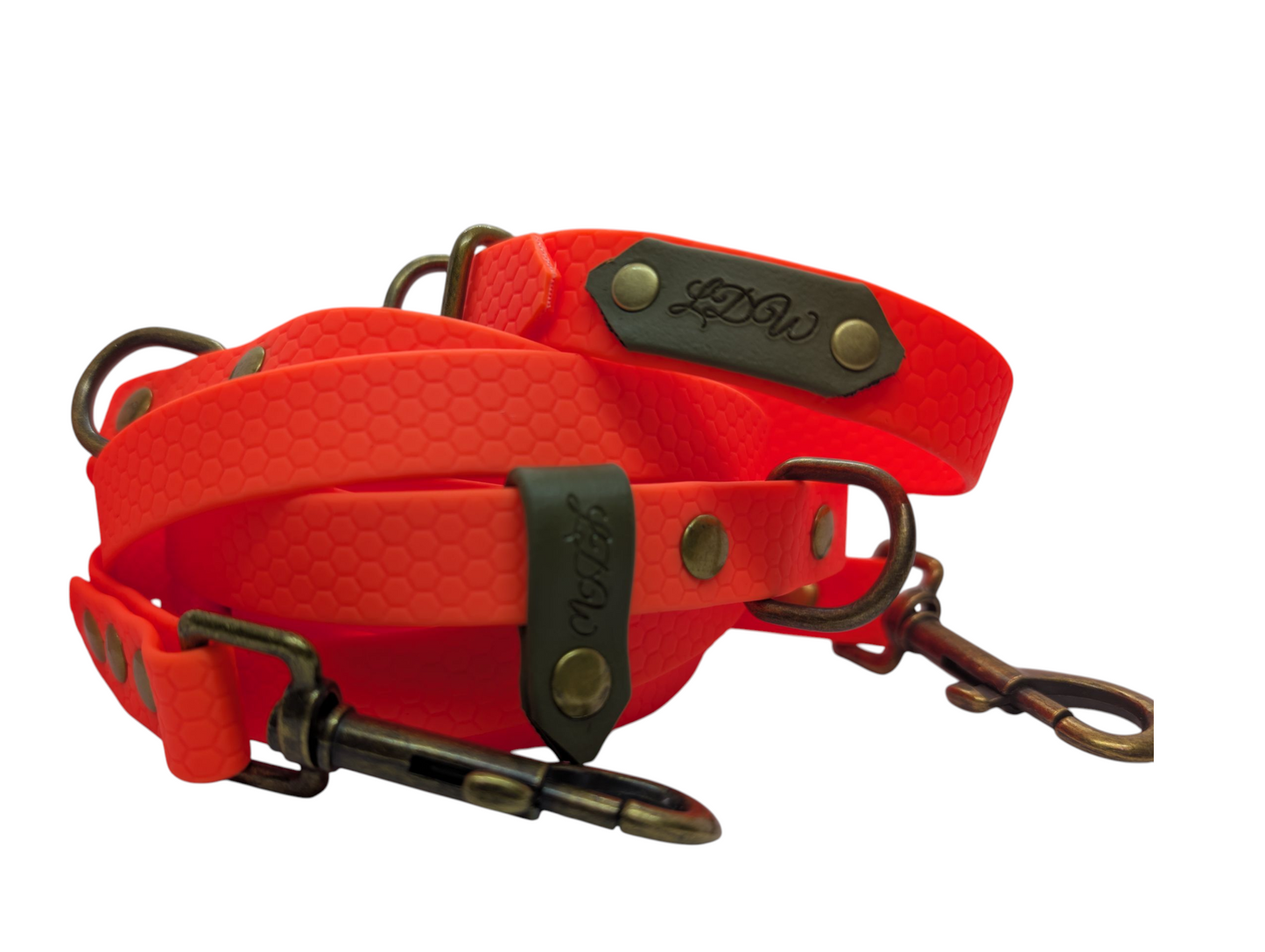 Baroudeur Laisse pour chien Multi-positions 3 points Hexa Orange 20mm | Laisse de Wouf