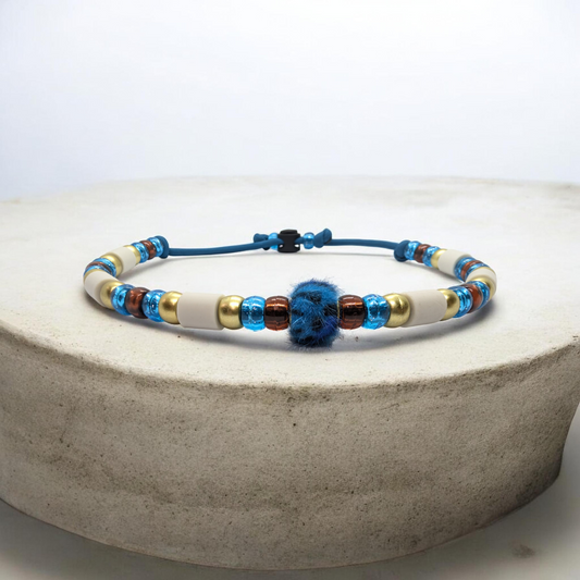 Collier Anti-Tiques Naturel en Céramique EM - Perles bleus