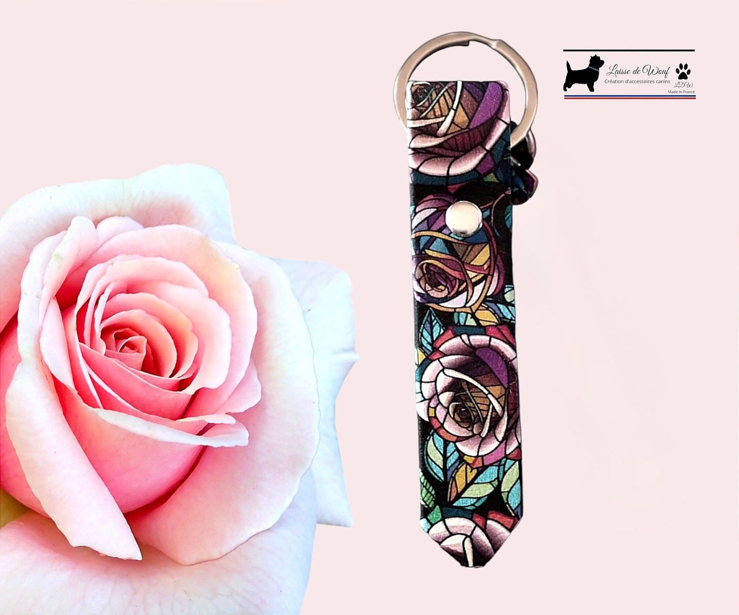 Design Roses Personalized Biothane Keychain | Woof Leash