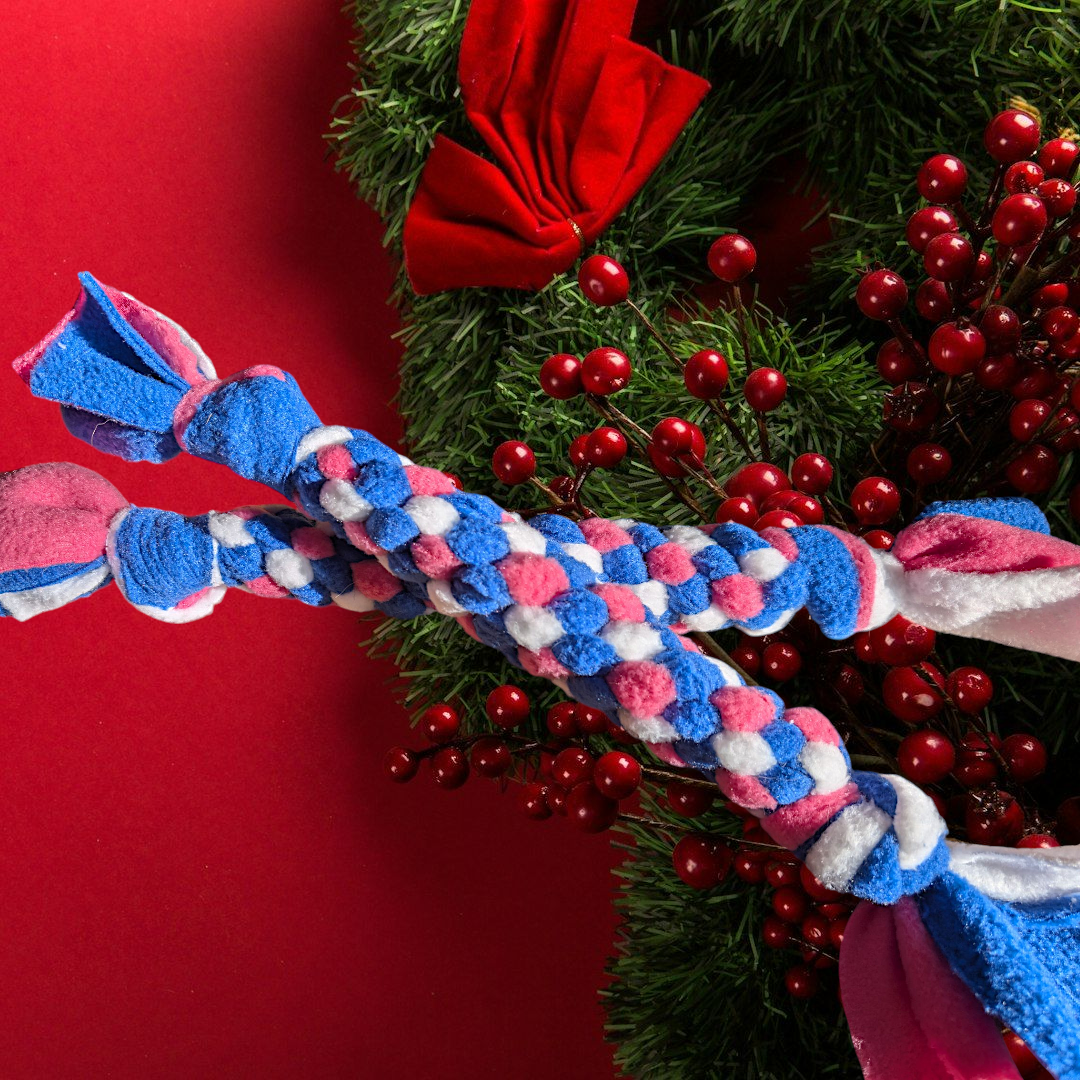 Tug polaire Bleu blanc rose pour chien