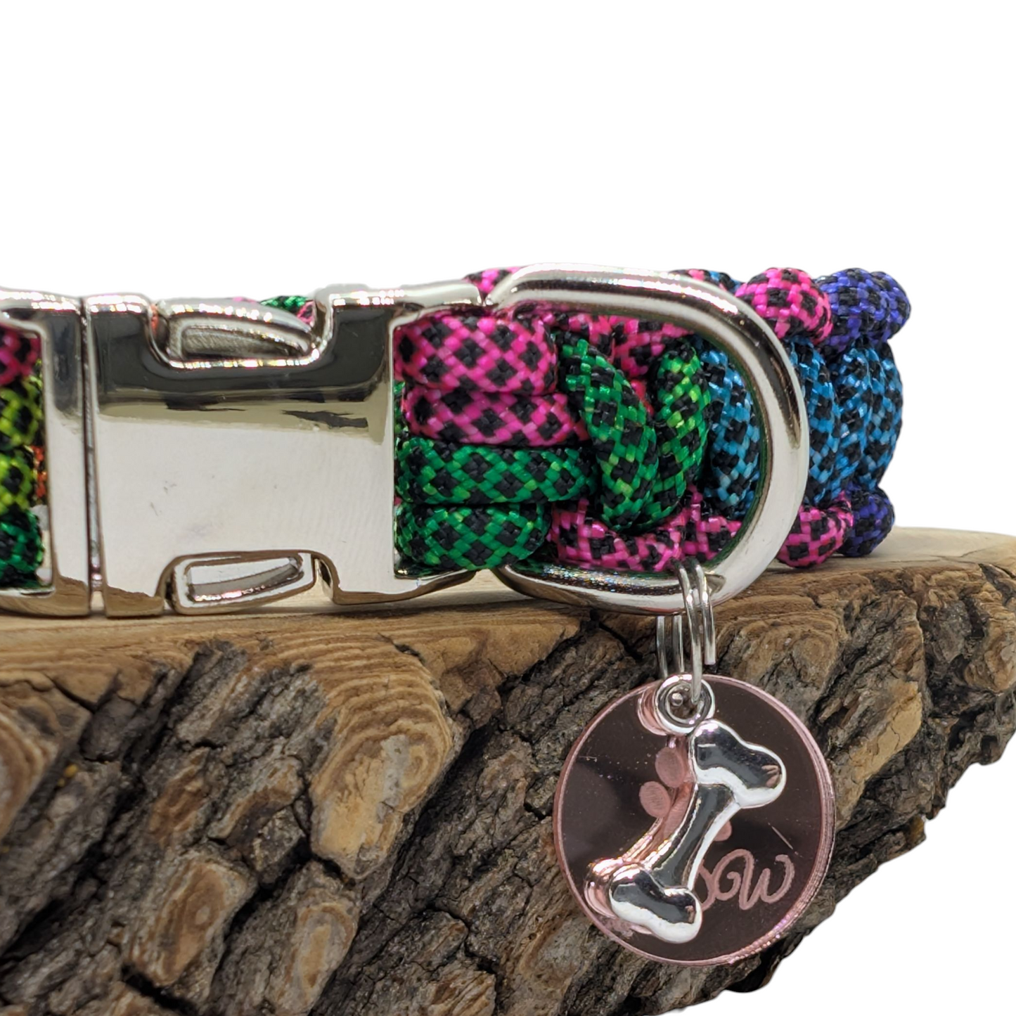 Fluoreszierendes orangefarbenes Paracord-Hundehalsband | Wouf-Leine