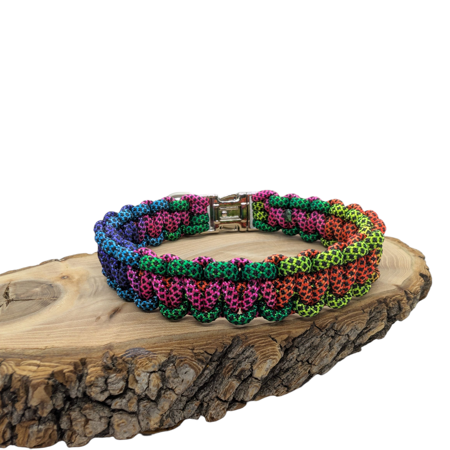 Fluoreszierendes orangefarbenes Paracord-Hundehalsband | Wouf-Leine