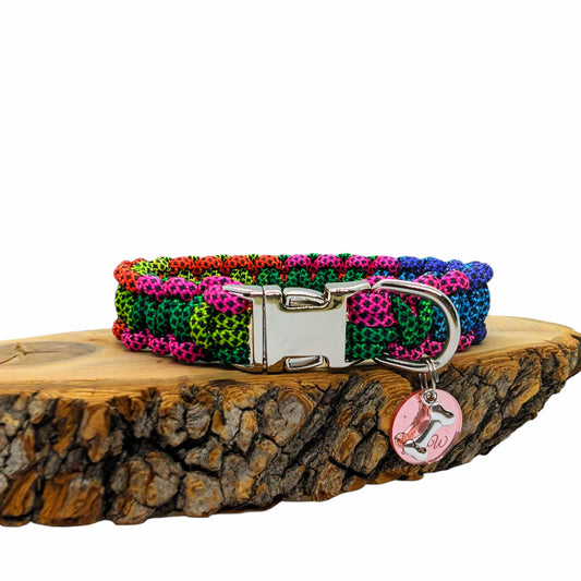 Fluoreszierendes orangefarbenes Paracord-Hundehalsband | Wouf-Leine