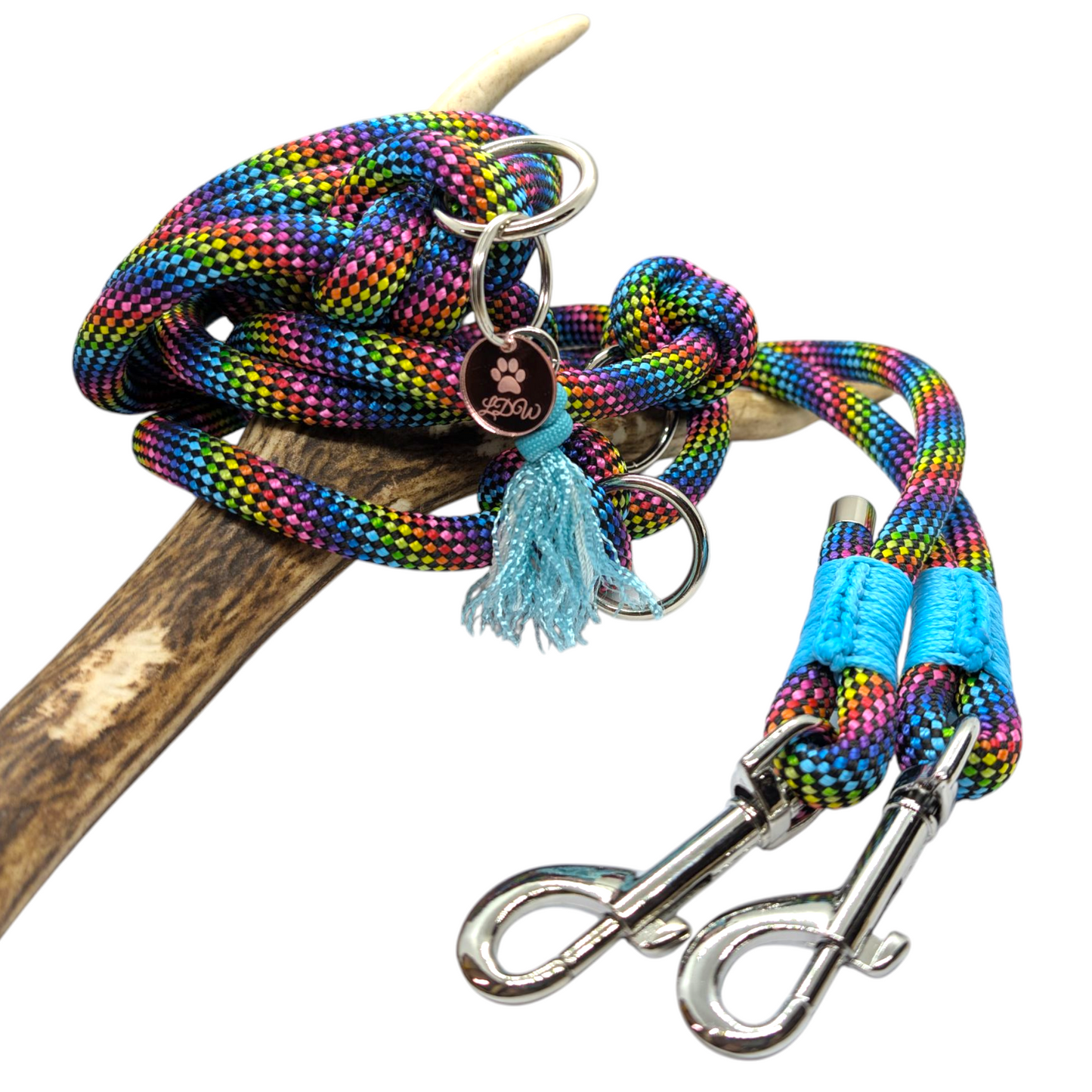 Dog leash | 3-point black paracord leash 10mm