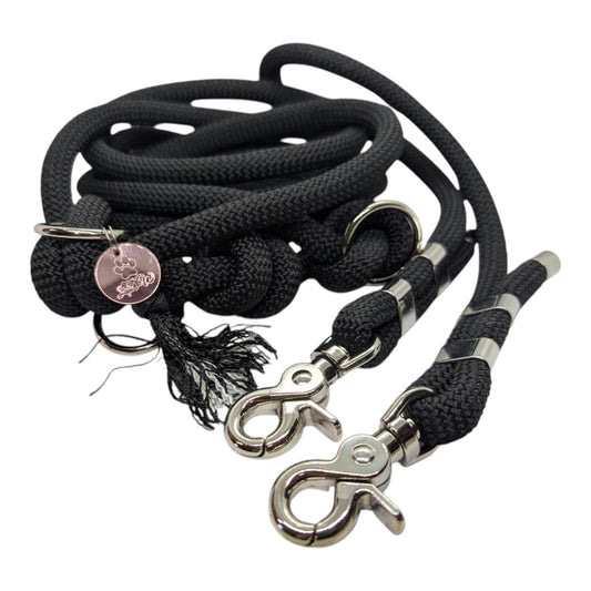 Laisse 3 points DOG EXPLORER Noire paracorde 10mm