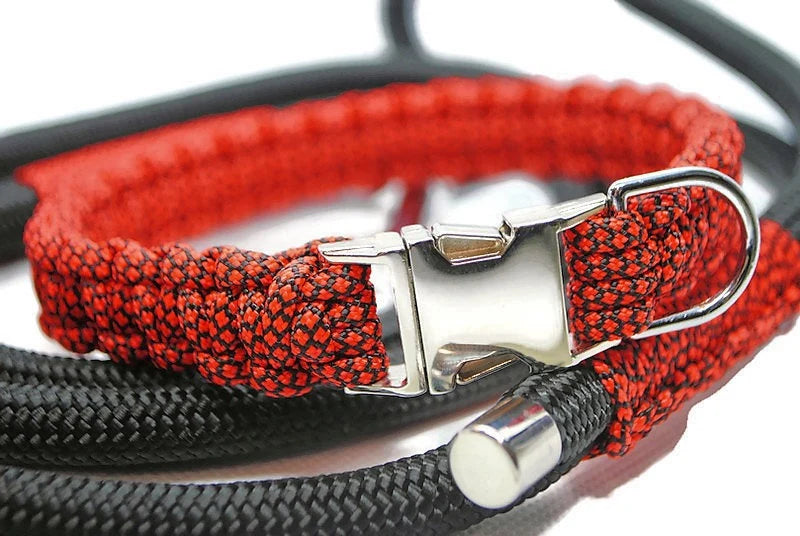 Fluoreszierendes orangefarbenes Paracord-Hundehalsband | Wouf-Leine