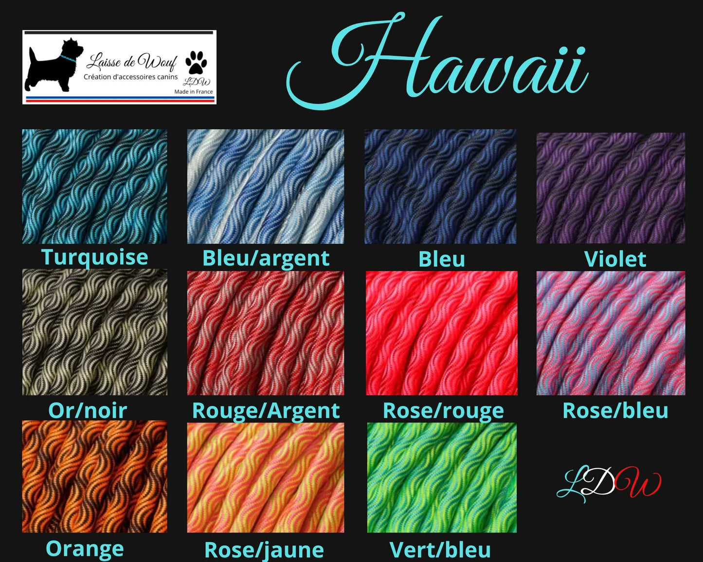 Laisse 3 points Multiposition | HAWAII | Laisse de wouf