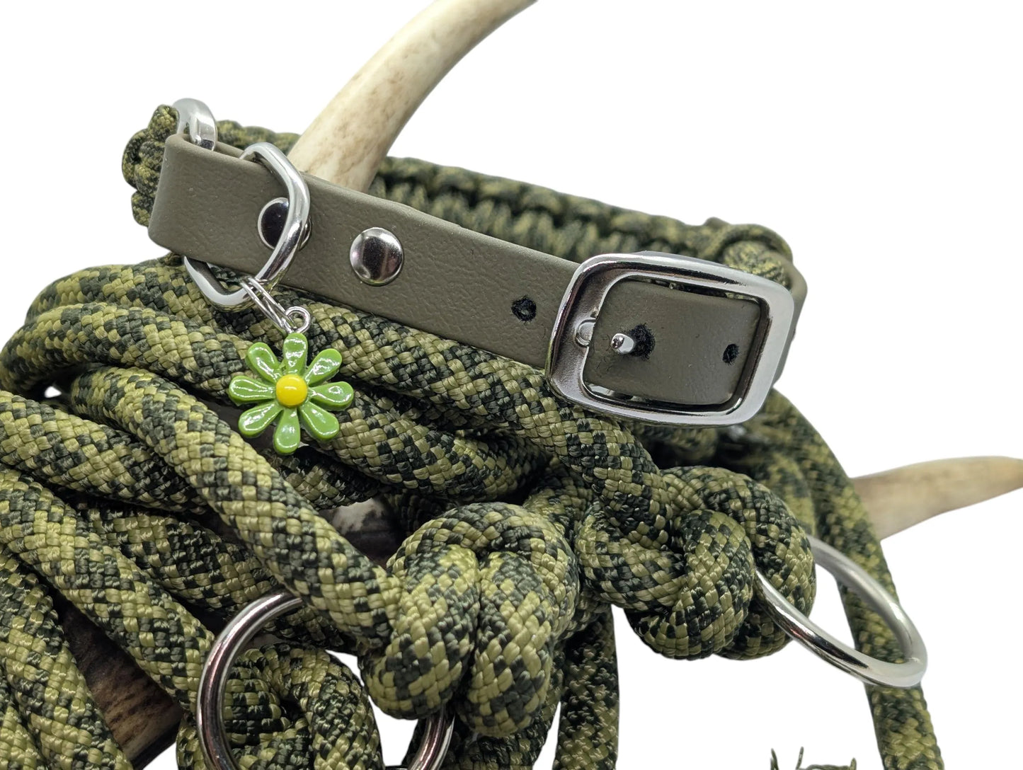 Dog leash | RANGER 3-point leash, khaki camouflage, 8mm paracord