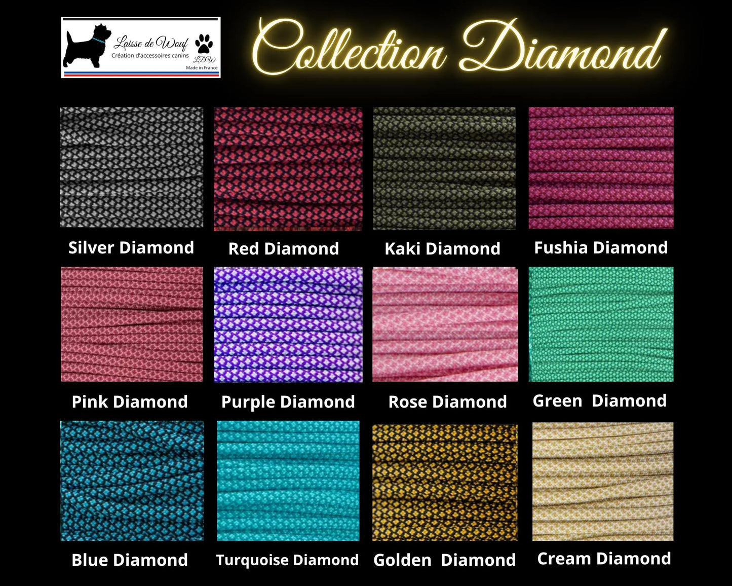 Hundehalsband Diamond Kollektion – 2 cm breit | Hundeleine