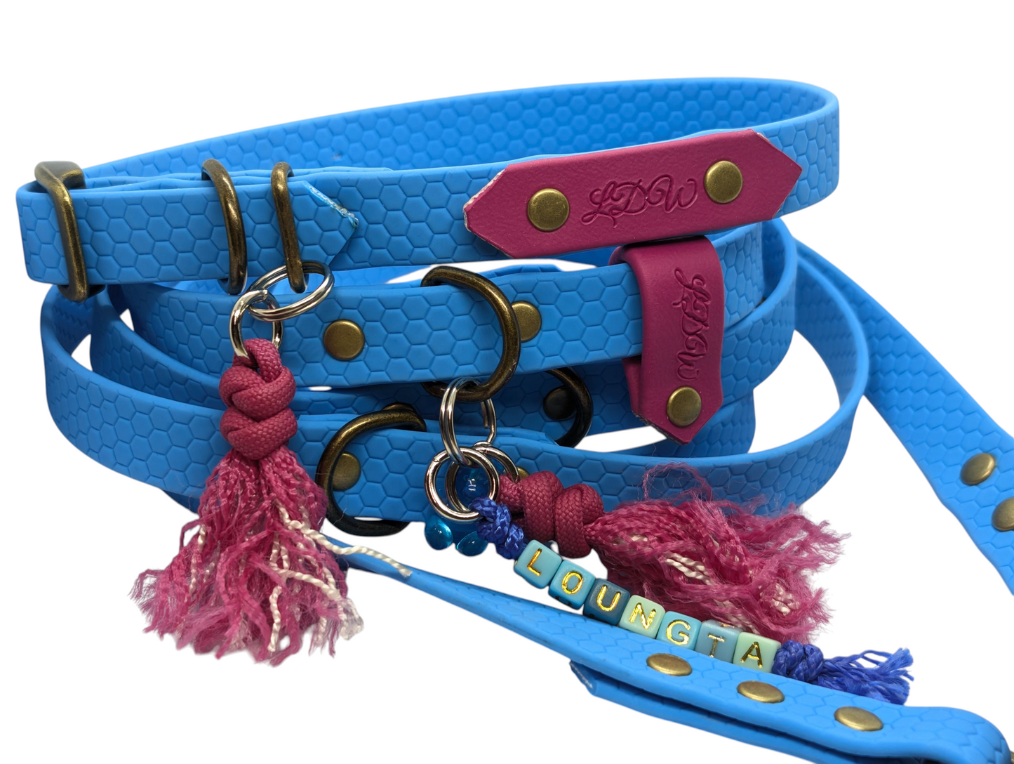 Baroudeur Multi-Position 3-Point Hex Dog Leash, Blue, 20mm | Wouf Leash