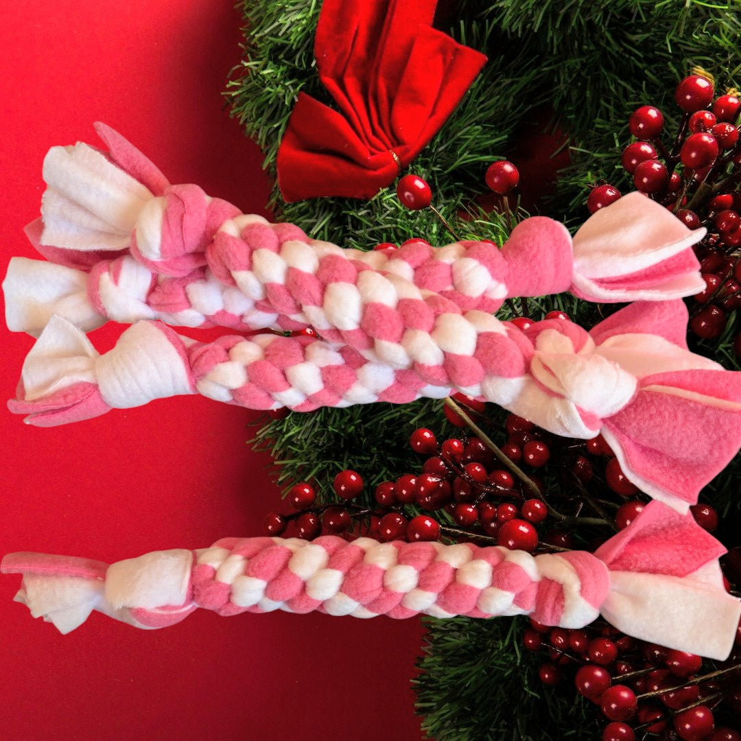 Tug polaire rose et blanc pour chien