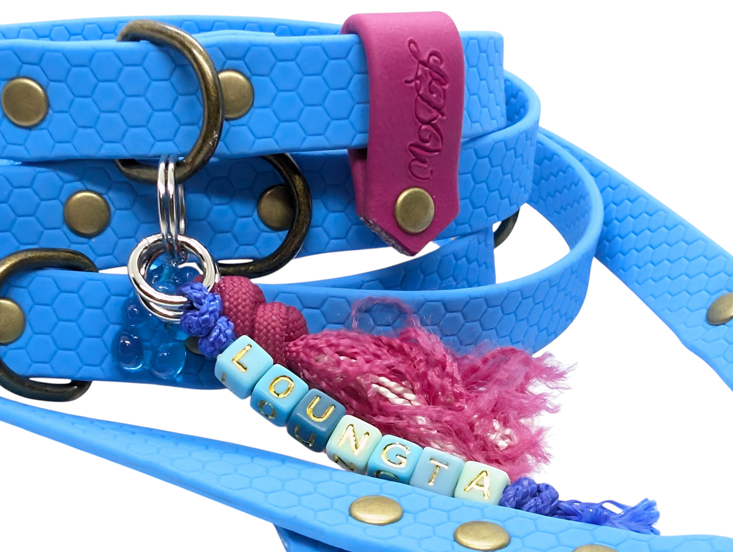 Baroudeur Multi-Position 3-Point Hex Dog Leash, Blue, 20mm | Wouf Leash
