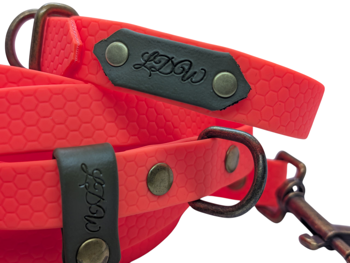 Baroudeur Laisse pour chien Multi-positions 3 points Hexa Orange 20mm | Laisse de Wouf