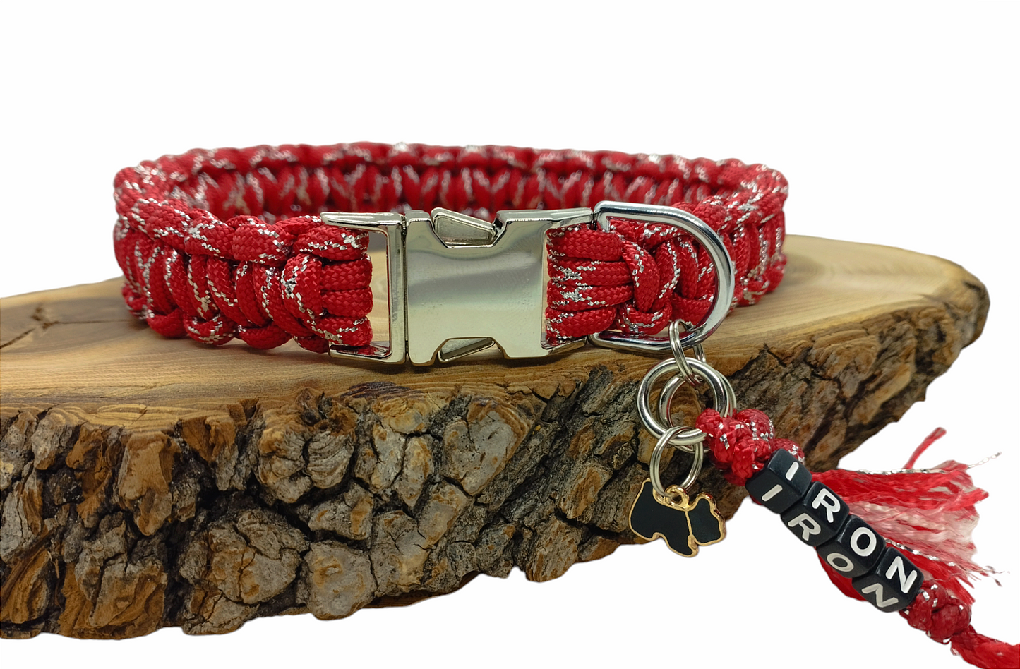 Collier pour chien MÉTALLIC rouge - Largeur 2cm