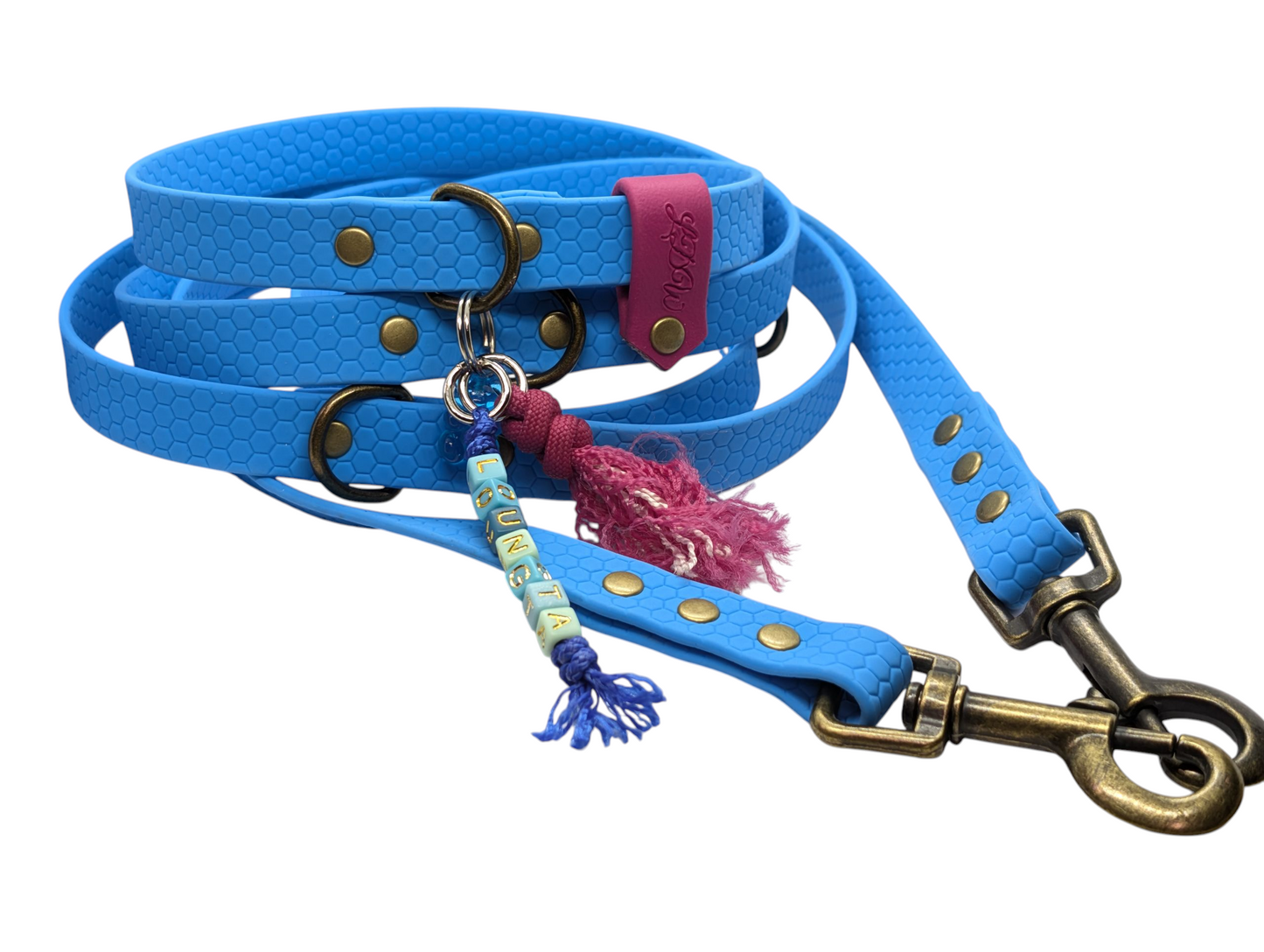 Baroudeur Multi-Position 3-Point Hex Dog Leash, Blue, 20mm | Wouf Leash
