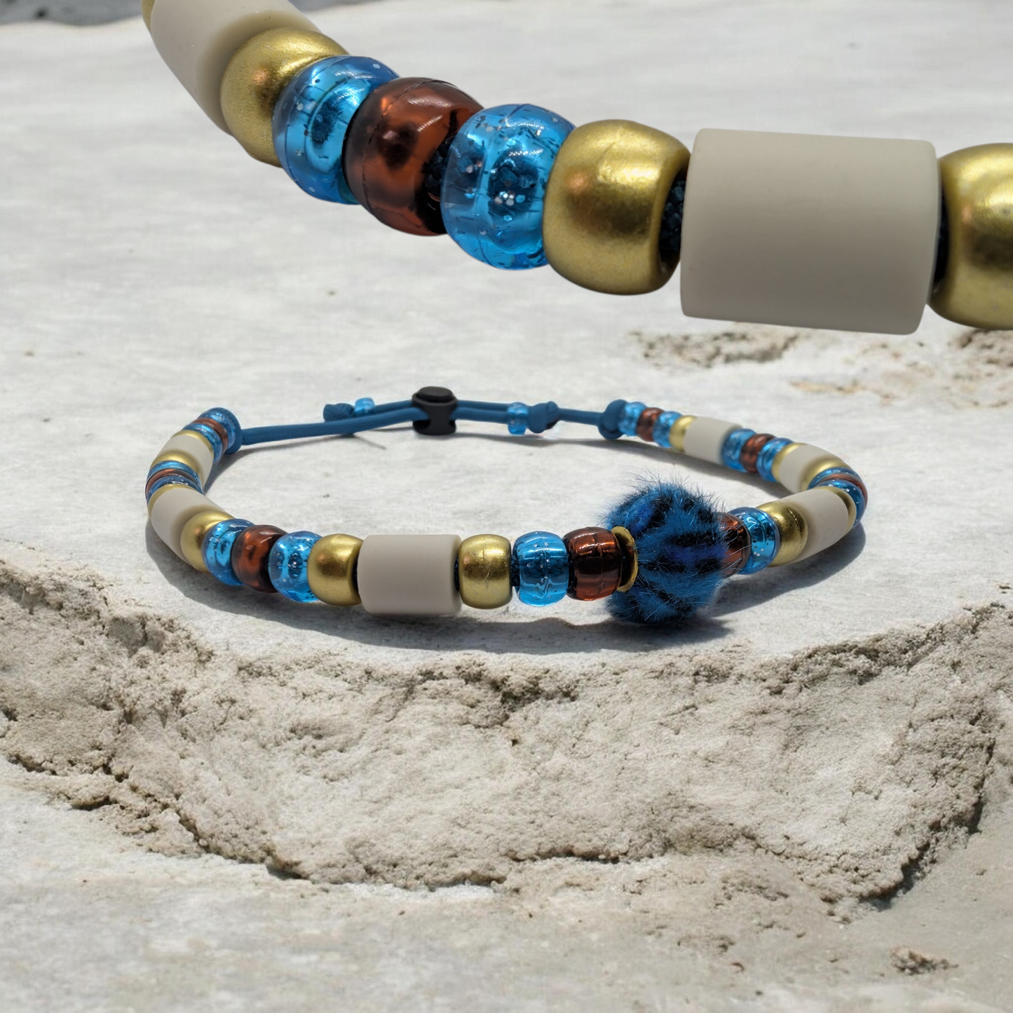 Collier Anti-Tiques Naturel en Céramique EM - Perles bleus