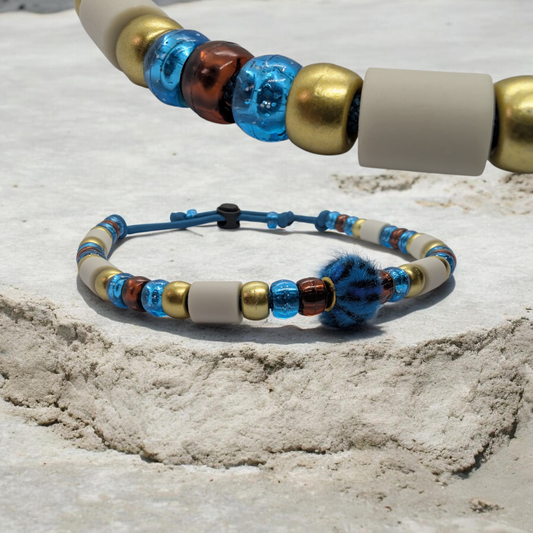 Collier Anti-Tiques Naturel en Céramique EM - Perles bleus