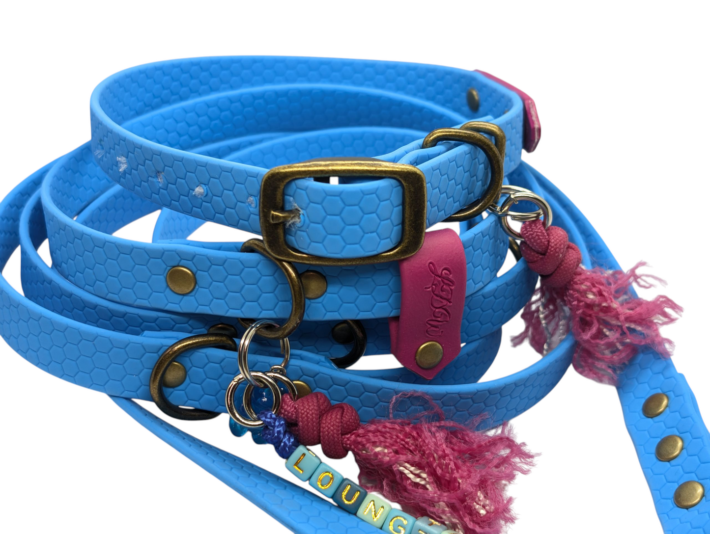 Baroudeur Multi-Position 3-Point Hex Dog Leash, Blue, 20mm | Wouf Leash