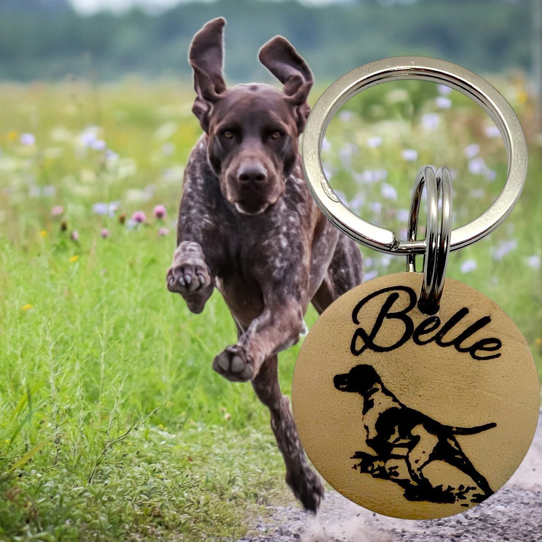 Médaille d'identification chien en Bois verni | motif chien